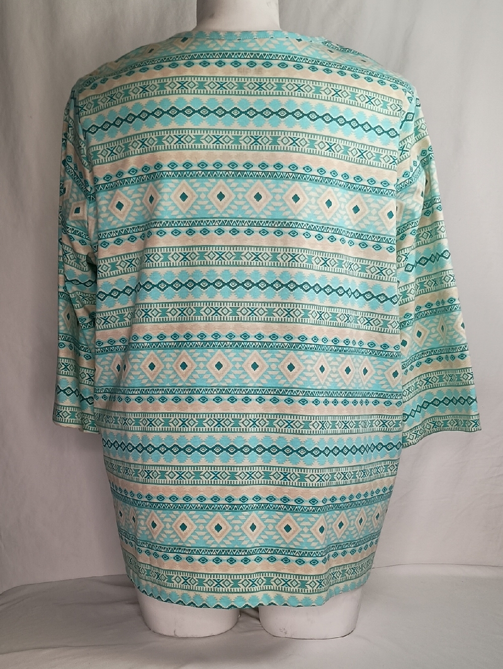 Women's Size 2XL Cotton Top Geometric Print Blouse Western Rodeo - Picture 3 of 8